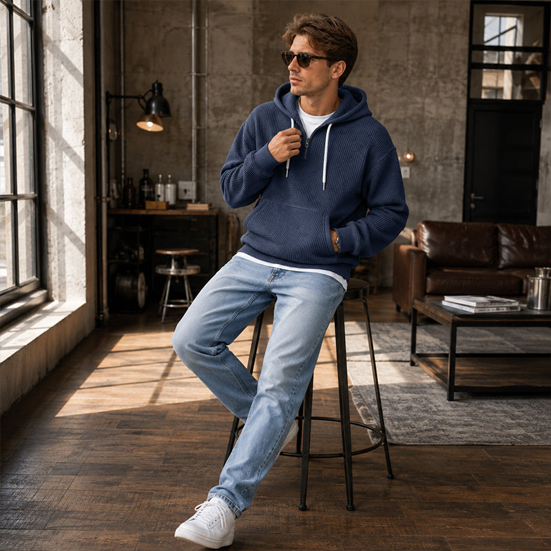 ✨2026 Collection at 50% OFF🎁Men's Knit Quarter-Zip Hoodie Sweatshirt