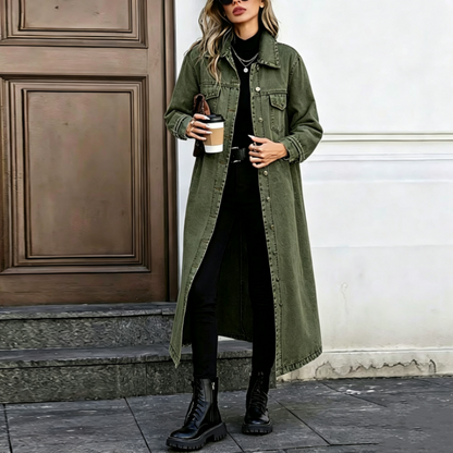 🧥New Arrivals - Classic Button-Front Denim Coat – Extended Length Design & Durable Fabric for All-Season Layering