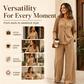 ⏰️Limited-Time Offer!☀️👚Seasonal Style - Long Sleeve V-Neck & Wide-Leg Pants – Versatile Pairing for Comfortable Everyday Chic