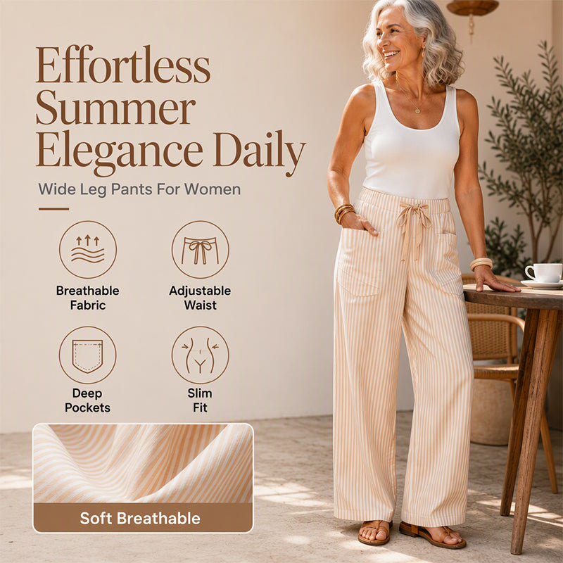 🍂 Women's Summer Striped Wide-Leg Pants – Effortless Autumn Style & Everyday Comfort