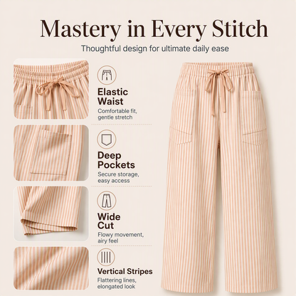 🍂 Women's Summer Striped Wide-Leg Pants – Effortless Autumn Style & Everyday Comfort