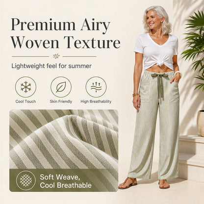 🍂 Women's Summer Striped Wide-Leg Pants – Effortless Autumn Style & Everyday Comfort