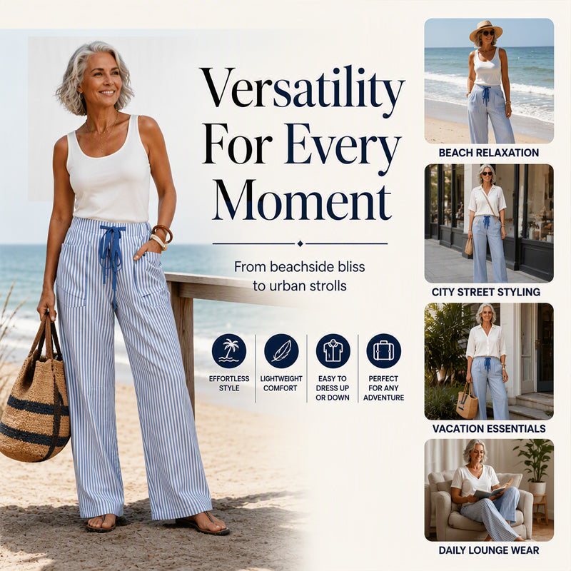 🍂 Women's Summer Striped Wide-Leg Pants – Effortless Autumn Style & Everyday Comfort
