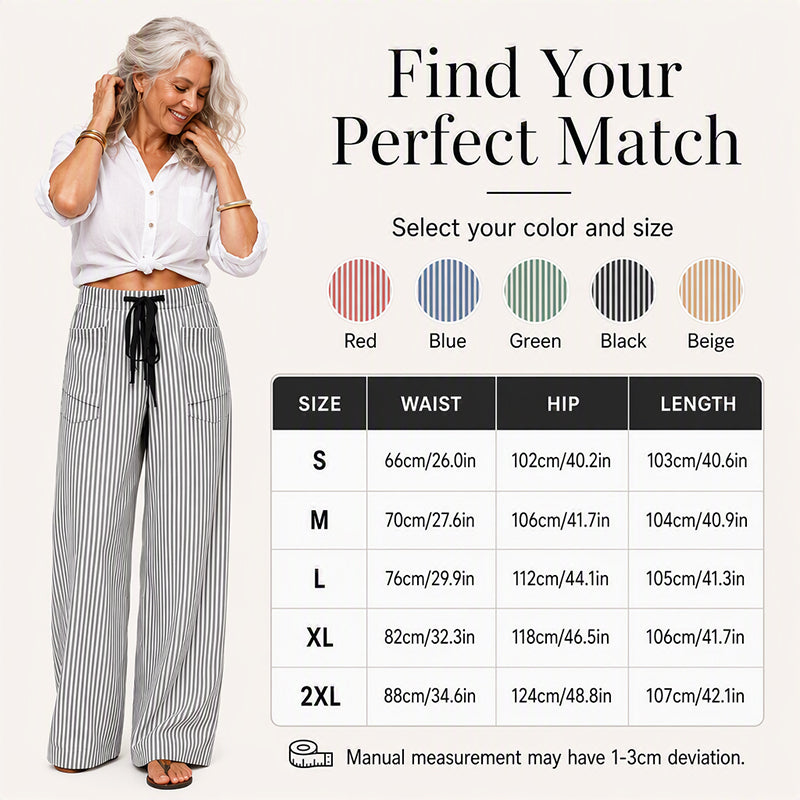 🍂 Women's Summer Striped Wide-Leg Pants – Effortless Autumn Style & Everyday Comfort