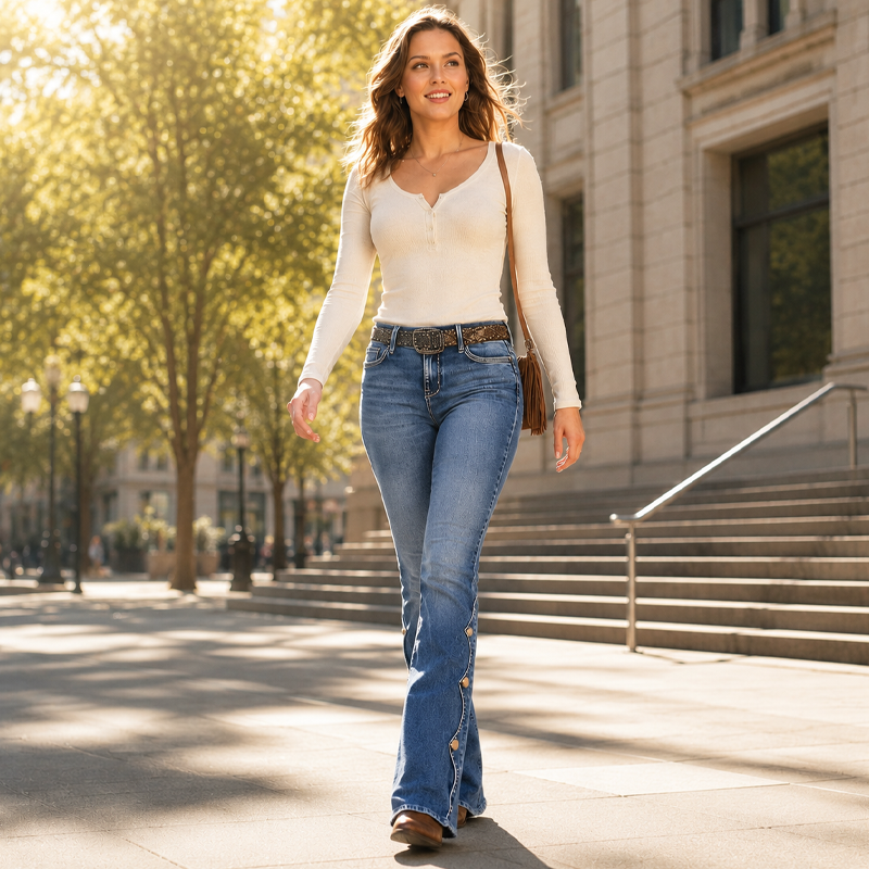 ⏰Last Day Sale 50% Off & FREE SHIPPING✈️👖Women High Waisted Distressed Flare Jeans
