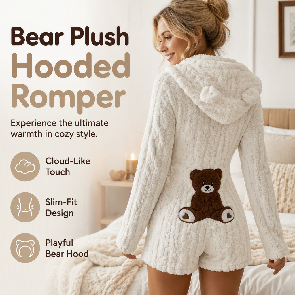 ⏰️LIMITED-TIME 50% OFF! ✨Women’s Plush Hooded Long Sleeve Romper