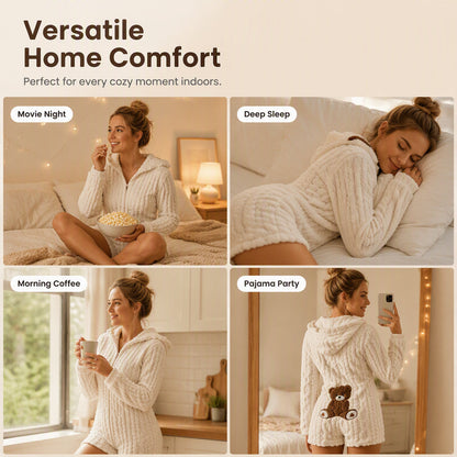 ⏰️LIMITED-TIME 50% OFF! ✨Women’s Plush Hooded Long Sleeve Romper