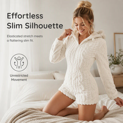 ⏰️LIMITED-TIME 50% OFF! ✨Women’s Plush Hooded Long Sleeve Romper