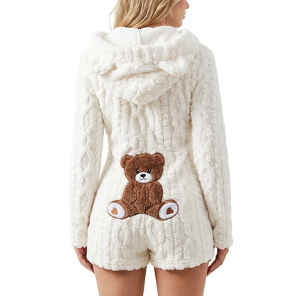 ⏰️LIMITED-TIME 50% OFF! ✨Women’s Plush Hooded Long Sleeve Romper