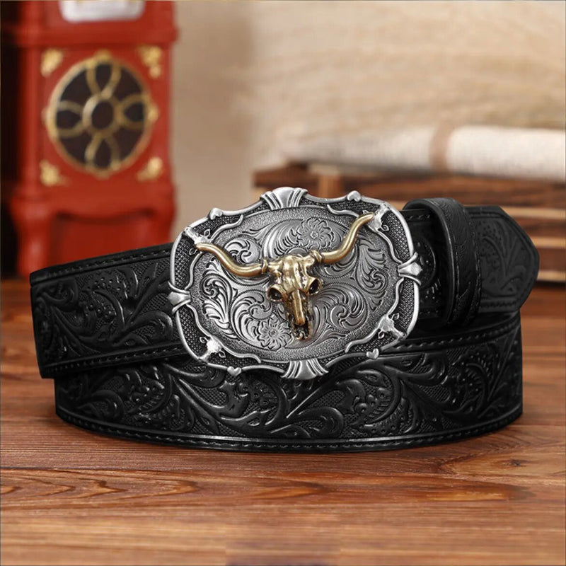 ⌛Limited-Time Offer🛍️Men's Retro Bull Head Embossed Leather Belt