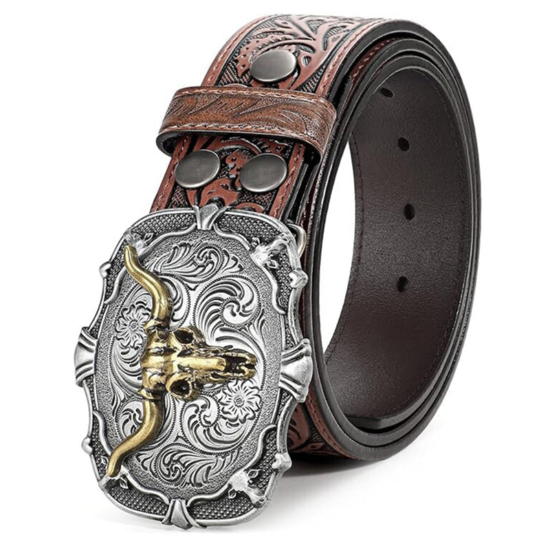 ⌛Limited-Time Offer🛍️Men's Retro Bull Head Embossed Leather Belt