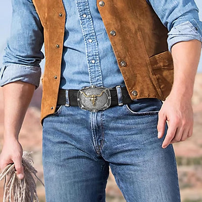 ⌛Limited-Time Offer🛍️Men's Retro Bull Head Embossed Leather Belt