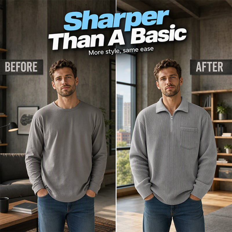 ⌛Limited-Time Offer🛍️Men's Casual Ribbed Half Zip Sweater