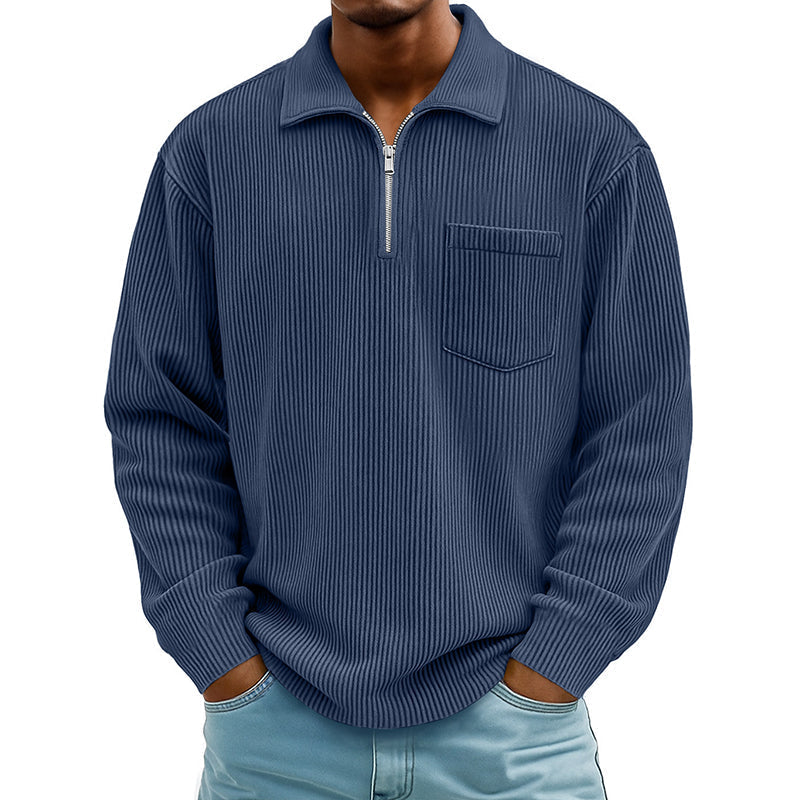 ⌛Limited-Time Offer🛍️Men's Casual Ribbed Half Zip Sweater