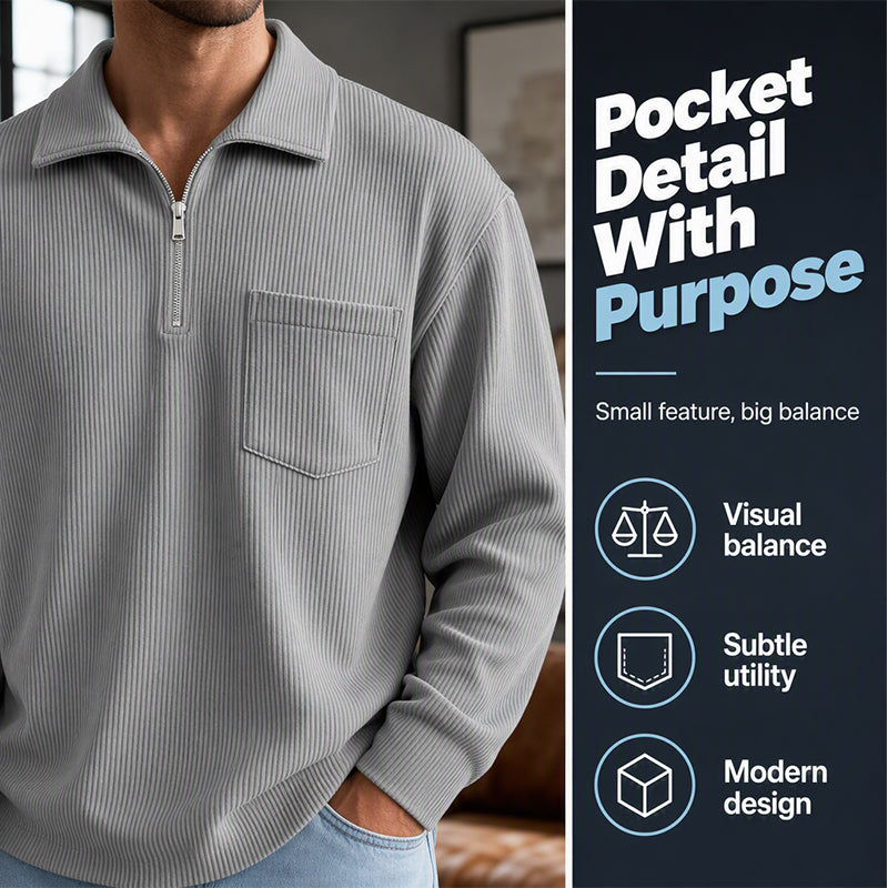 ⌛Limited-Time Offer🛍️Men's Casual Ribbed Half Zip Sweater