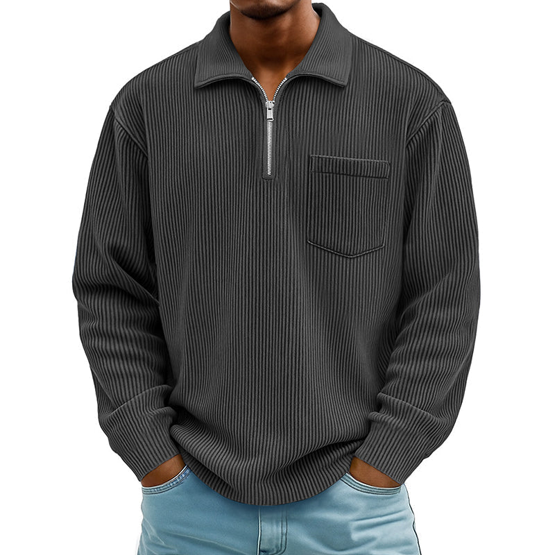 ⌛Limited-Time Offer🛍️Men's Casual Ribbed Half Zip Sweater