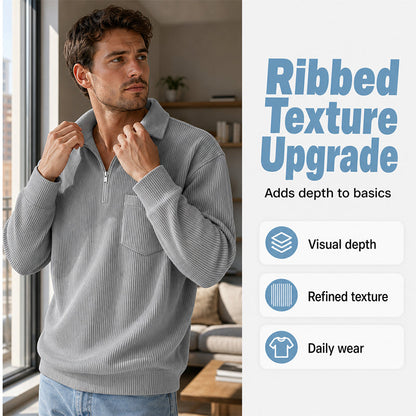 ⌛Limited-Time Offer🛍️Men's Casual Ribbed Half Zip Sweater