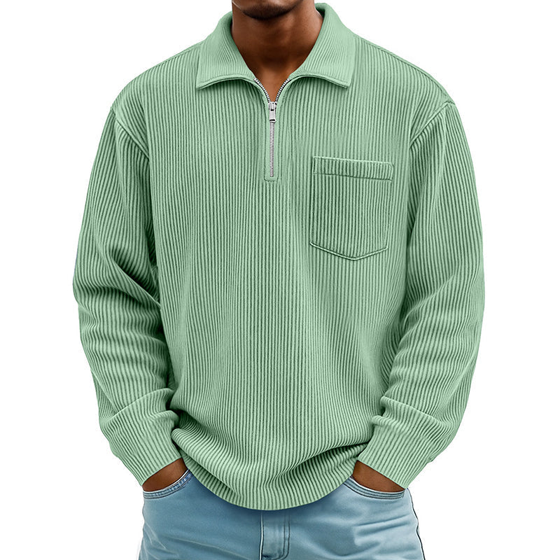 ⌛Limited-Time Offer🛍️Men's Casual Ribbed Half Zip Sweater