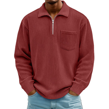 ⌛Limited-Time Offer🛍️Men's Casual Ribbed Half Zip Sweater