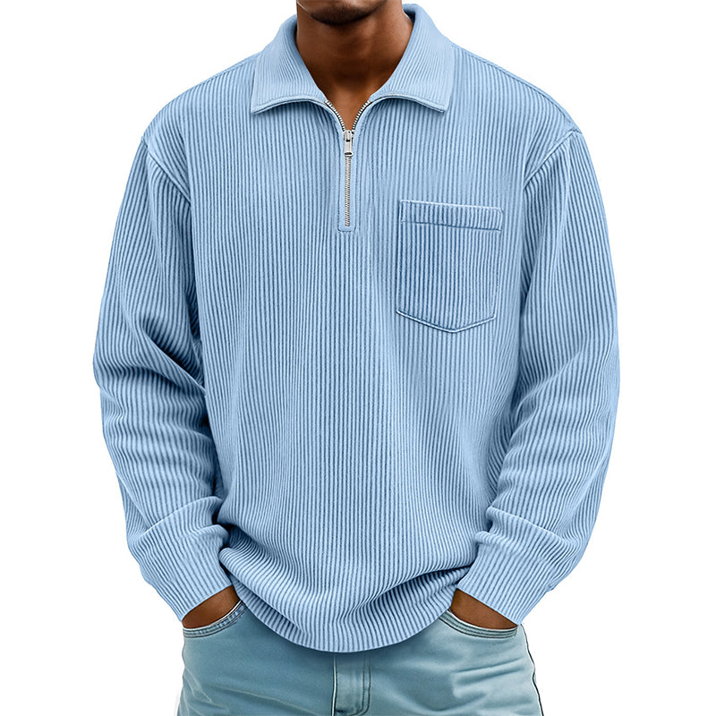 ⌛Limited-Time Offer🛍️Men's Casual Ribbed Half Zip Sweater