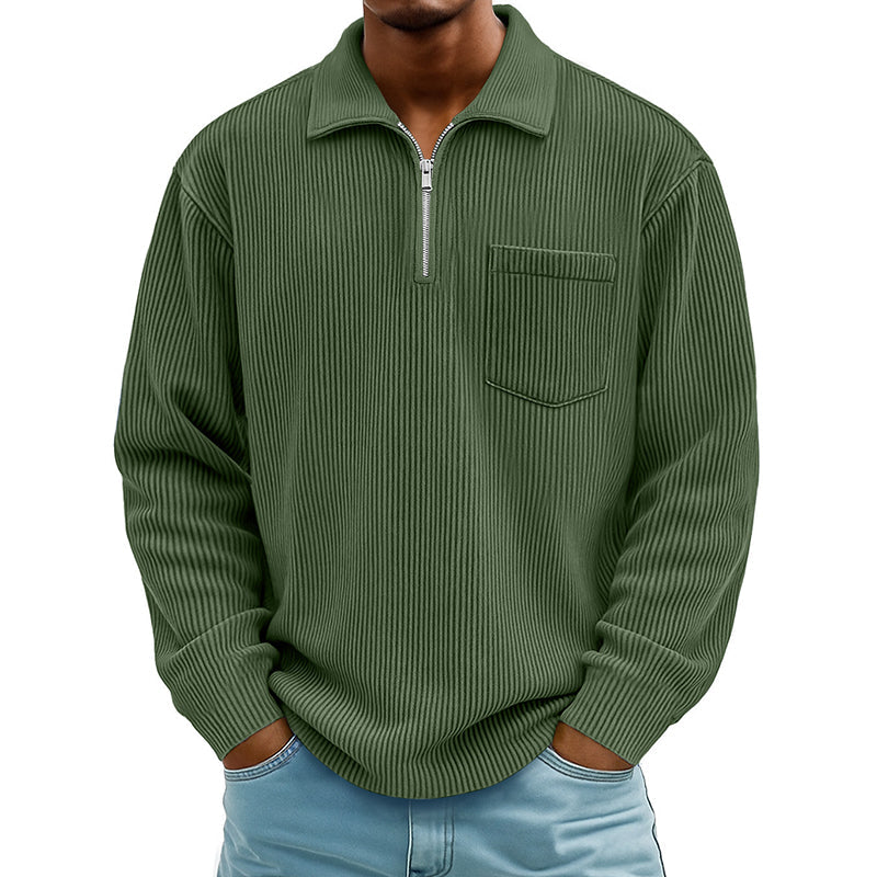 ⌛Limited-Time Offer🛍️Men's Casual Ribbed Half Zip Sweater