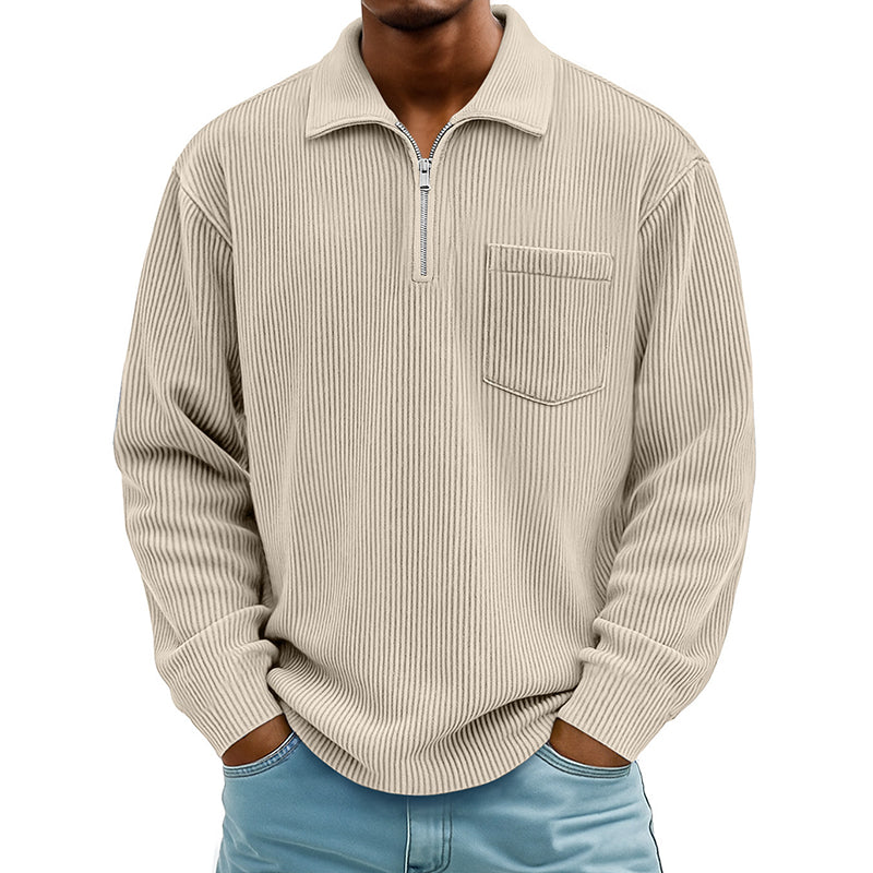⌛Limited-Time Offer🛍️Men's Casual Ribbed Half Zip Sweater