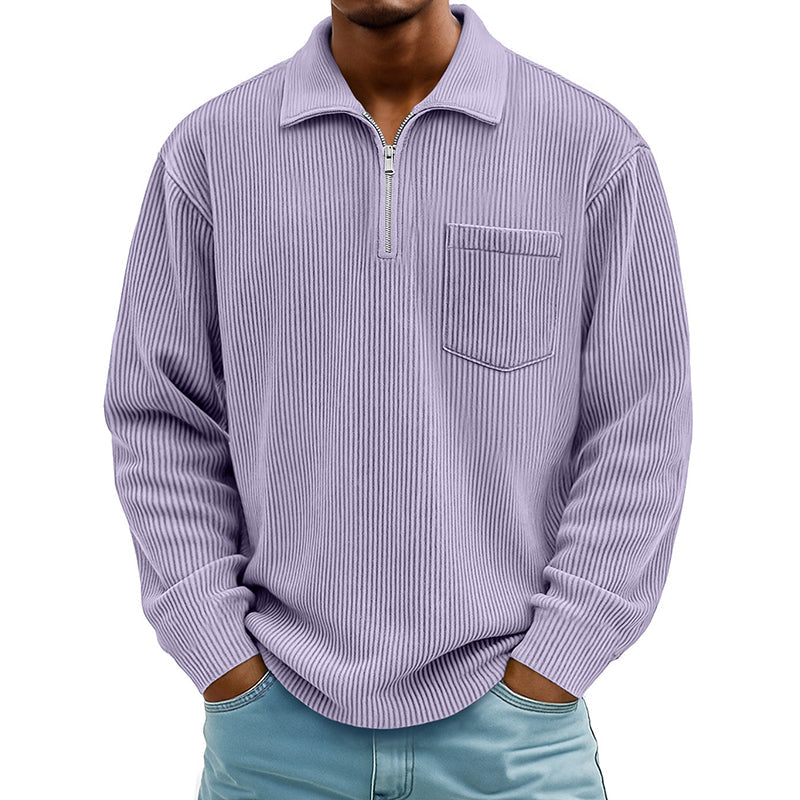 ⌛Limited-Time Offer🛍️Men's Casual Ribbed Half Zip Sweater