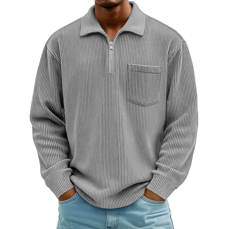 ⌛Limited-Time Offer🛍️Men's Casual Ribbed Half Zip Sweater