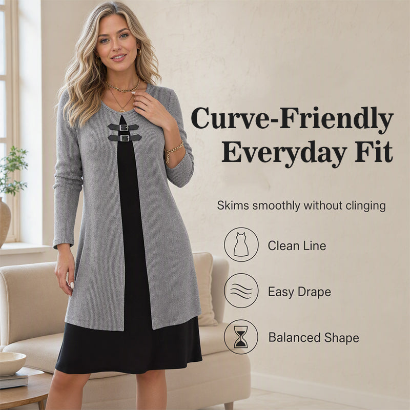 🔥 2026 Fresh Drops | Flat 50% OFF Today! 💸Women's Casual Ribbed Knit Long Sleeve Dress