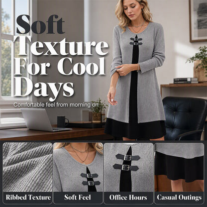🔥 2026 Fresh Drops | Flat 50% OFF Today! 💸Women's Casual Ribbed Knit Long Sleeve Dress