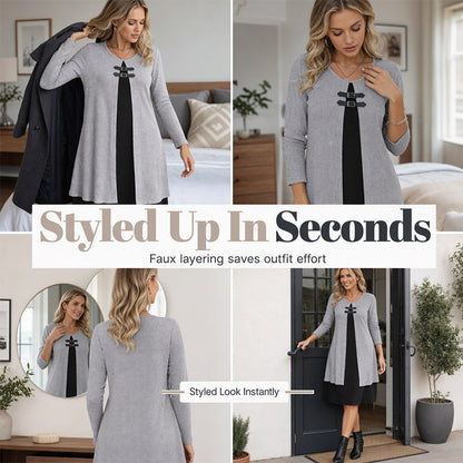 🔥 2026 Fresh Drops | Flat 50% OFF Today! 💸Women's Casual Ribbed Knit Long Sleeve Dress