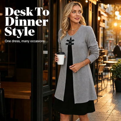 🔥 2026 Fresh Drops | Flat 50% OFF Today! 💸Women's Casual Ribbed Knit Long Sleeve Dress