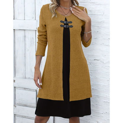 🔥 2026 Fresh Drops | Flat 50% OFF Today! 💸Women's Casual Ribbed Knit Long Sleeve Dress