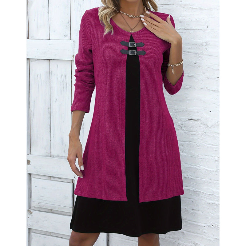 🔥 2026 Fresh Drops | Flat 50% OFF Today! 💸Women's Casual Ribbed Knit Long Sleeve Dress