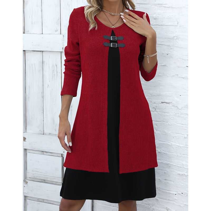🔥 2026 Fresh Drops | Flat 50% OFF Today! 💸Women's Casual Ribbed Knit Long Sleeve Dress