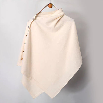 🌸New Arrival !✨Women's Cozy Asymmetrical Poncho with Button Details