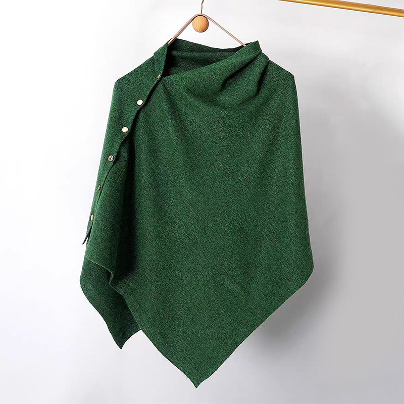 🌸New Arrival !✨Women's Cozy Asymmetrical Poncho with Button Details