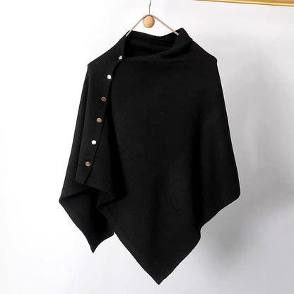 🌸New Arrival !✨Women's Cozy Asymmetrical Poncho with Button Details