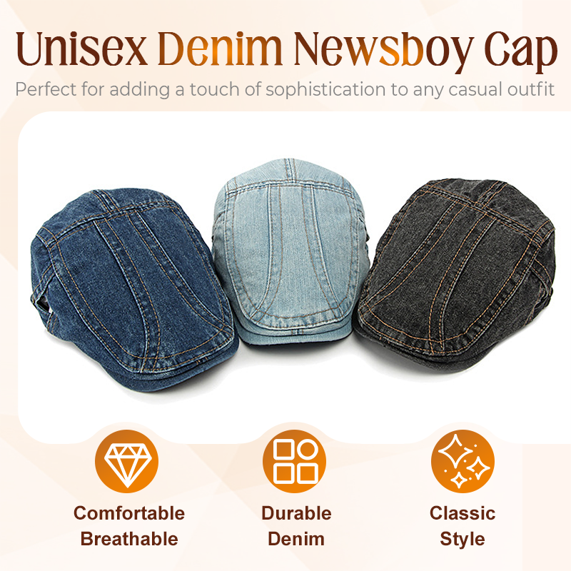 🔥 2026 Fresh Drops | Flat 50% OFF Today! 💸Unisex Denim Newsboy Cap