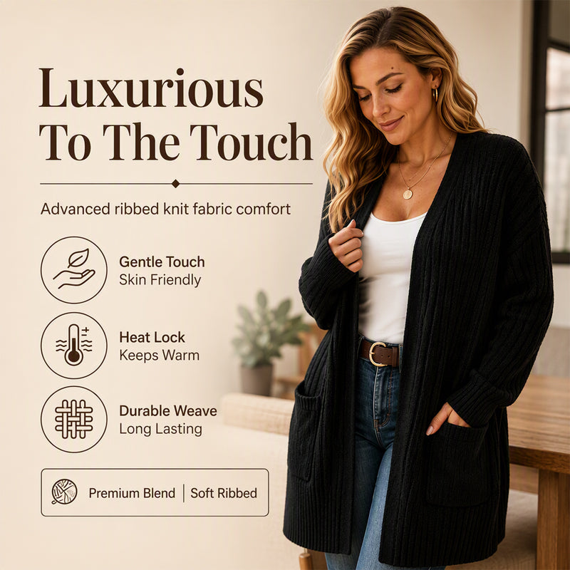 🍂 Women's Ribbed Knit Cardigan – Cozy Texture Meets Effortless Autumn Style