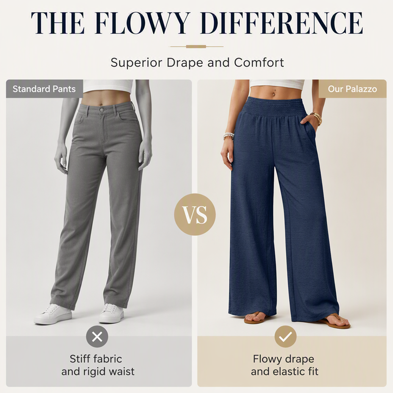 ✨New Arrival🍂Women's Elegant Flowy Palazzo Pants – High-Waisted Comfort & Effortless Style