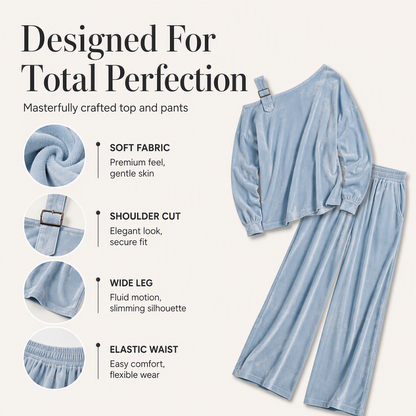 Women's Off-Shoulder Top & Wide-Leg Pants Set