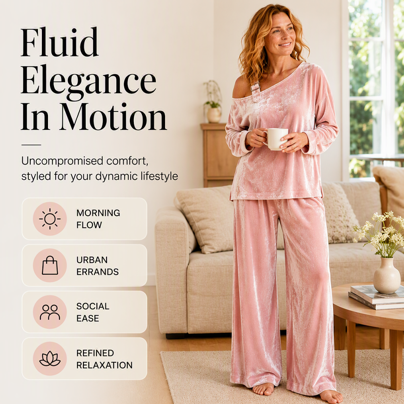 Women's Off-Shoulder Top & Wide-Leg Pants Set