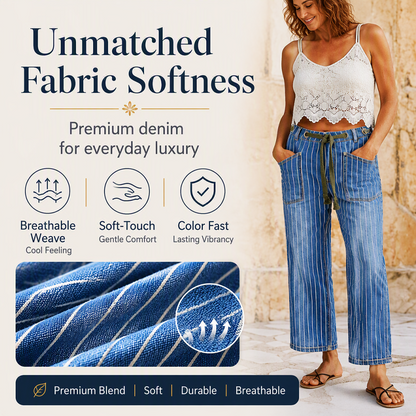 🌸Hot Sale 50% OFF & FREE SHIPPING💖Women's Vertical Striped Stretchy Denim Pants
