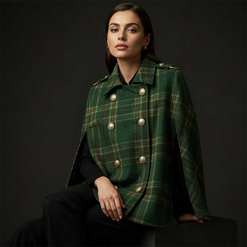 👖 LIMITED-TIME 50% OFF! ✨ Women Vintage Plaid Cape Coat