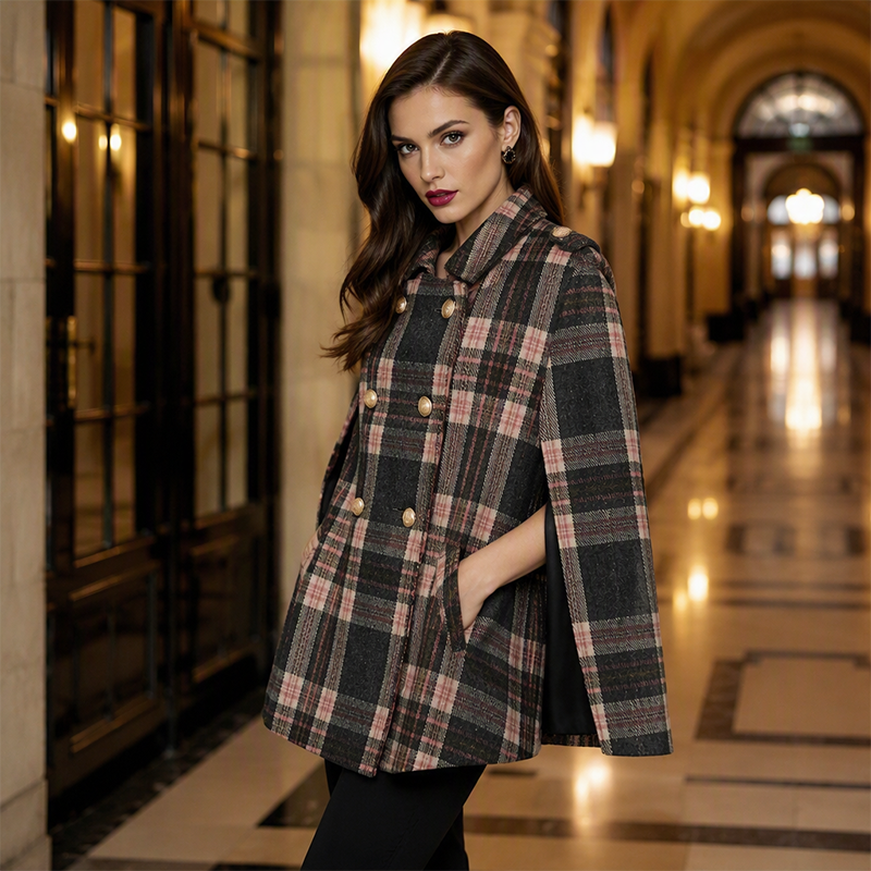 👖 LIMITED-TIME 50% OFF! ✨ Women Vintage Plaid Cape Coat