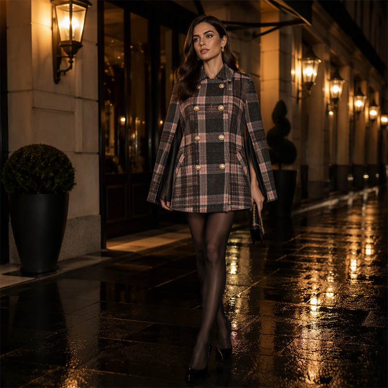 👖 LIMITED-TIME 50% OFF! ✨ Women Vintage Plaid Cape Coat