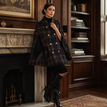 👖 LIMITED-TIME 50% OFF! ✨ Women Vintage Plaid Cape Coat
