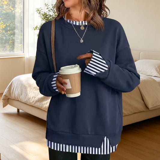 🌻50% OFF FLASH SALE! ✨💗Women's Loose Faux Two-Piece Sweatshirt 
