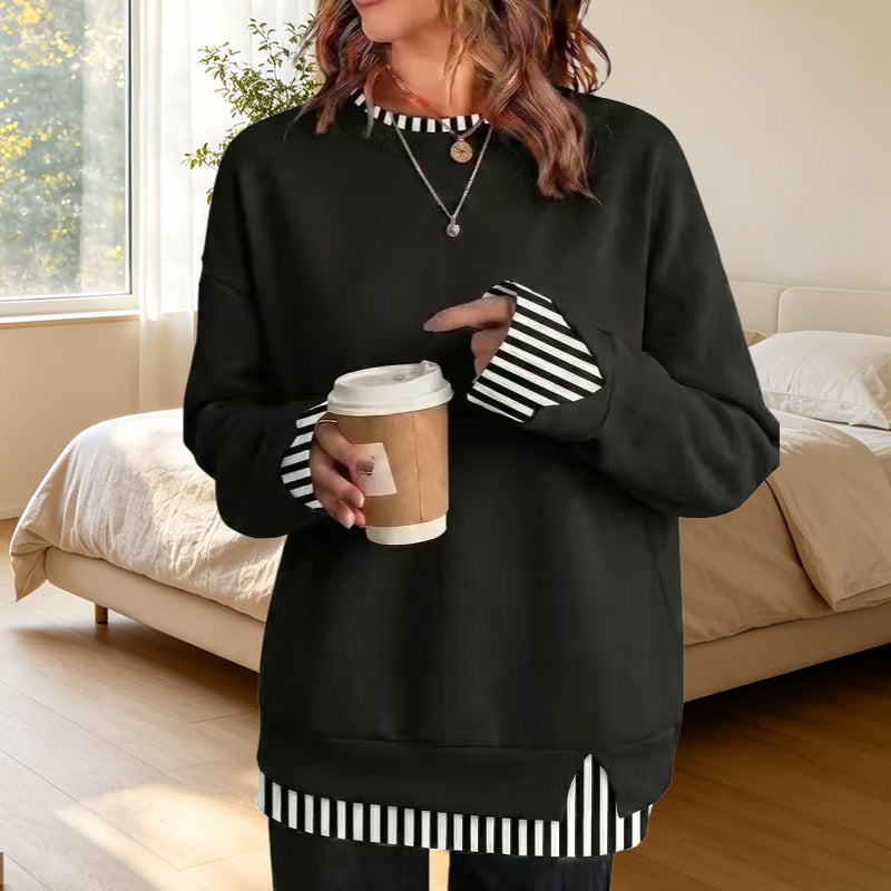 🌻50% OFF FLASH SALE! ✨💗Women's Loose Faux Two-Piece Sweatshirt 
